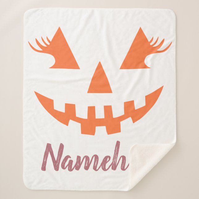 Couverture Sherpa Halloween Citrouille Jack-o'-lantern fille personn (Devant)