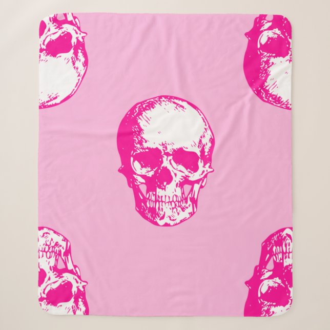 Couverture Sherpa halloween crâne rose gothique (Devant)