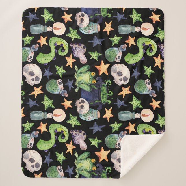 Couverture Sherpa Halloween éffrayant : Motif à main foncée. (Devant)