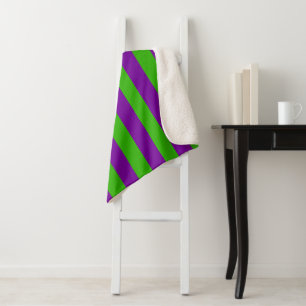 Couverture Sherpa Halloween rayures en violet et vert
