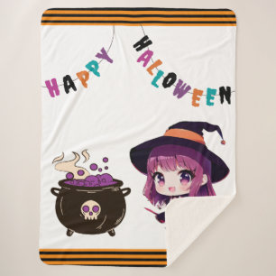 Couverture Sherpa Halloween/sorcière/automne/octobre