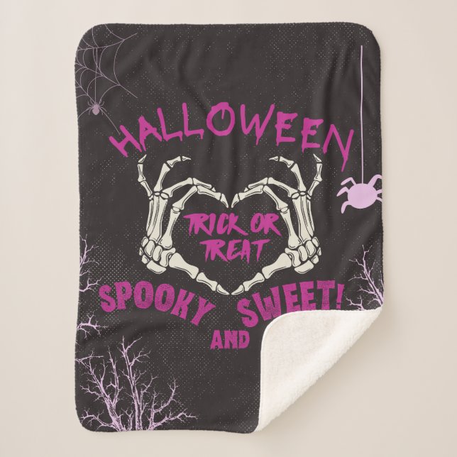 Couverture Sherpa Halloween Trick or Treat Éffrayant and Sweet Decor (Devant)