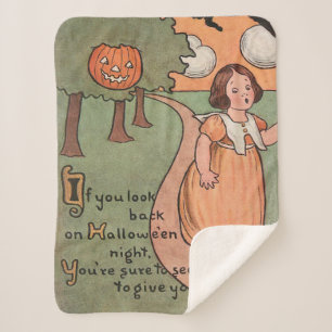 Couverture Sherpa Halloween vintage - Une nuit de la peur