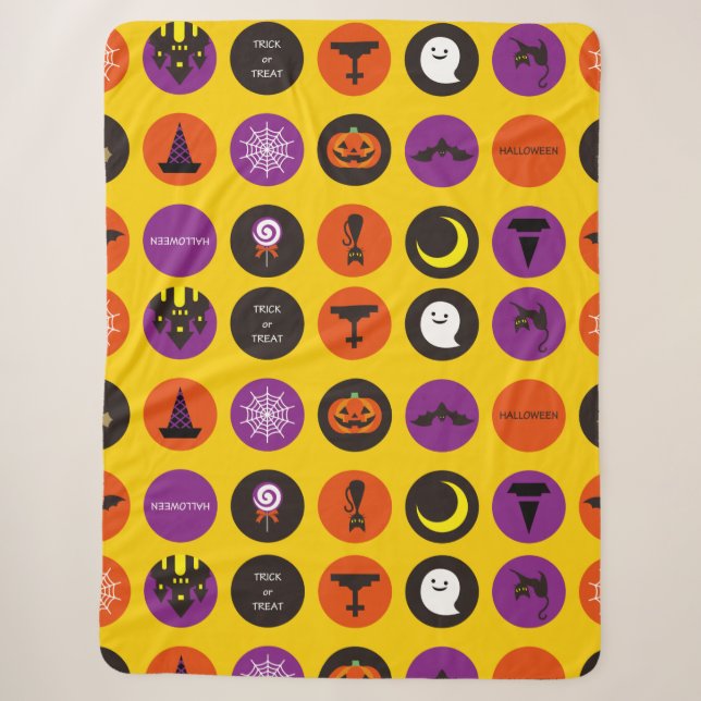 Couverture Sherpa Halloween Whimsical mignon Motif Jaune (Devant)