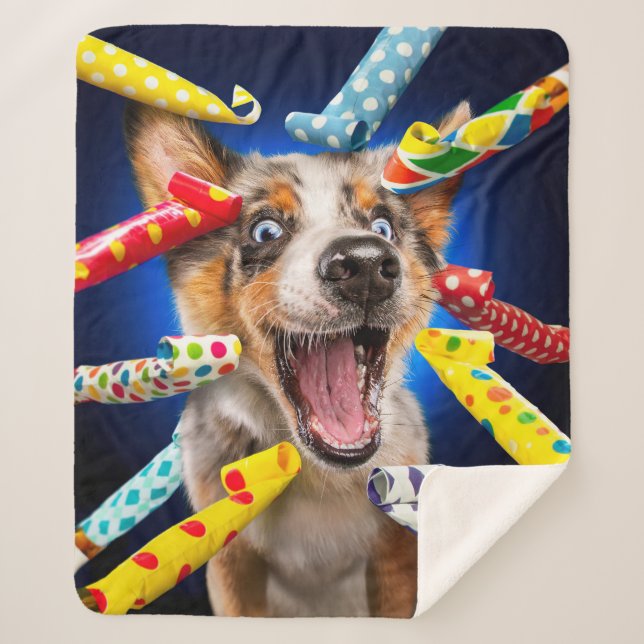 Couverture Sherpa Happy Dog Party Blowers (Devant)