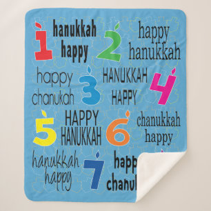 Couverture Sherpa Happy Hanoukka Sherpa Dreidels Blanket/Moyen