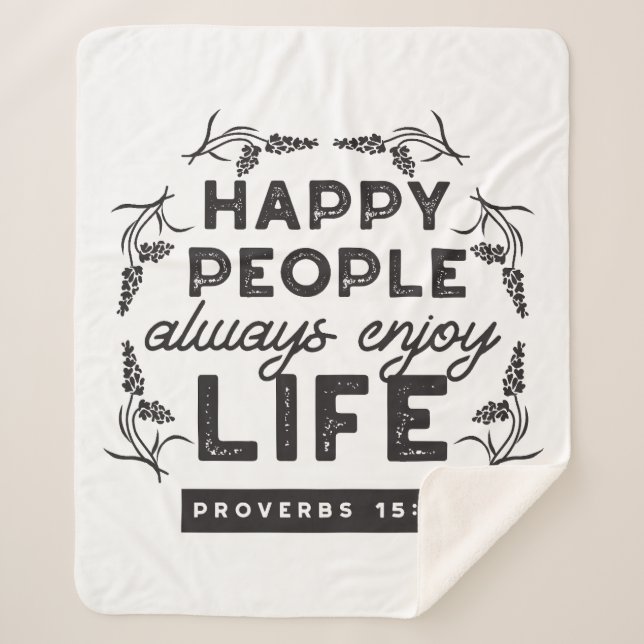 Couverture Sherpa Happy Life with Faith – Proverbs 15:15 Art (Devant)