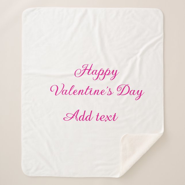 Couverture Sherpa Happy Valentine's day pink text name message (Devant)