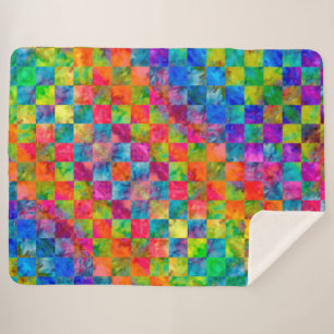 Couverture Sherpa [Harlequin Cravate-Dye] À damiers fractal diamant