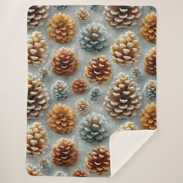 Couverture Sherpa Harmonie des Pinecones d'hiver (Devant)