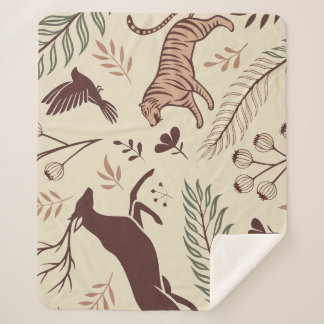 Couverture Sherpa Harmonie sauvage - Animal luxueux & Botanique