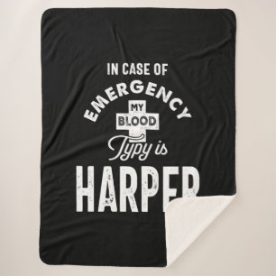 Couverture Sherpa Harper Nom personnalisé Cadeau Anniversaire