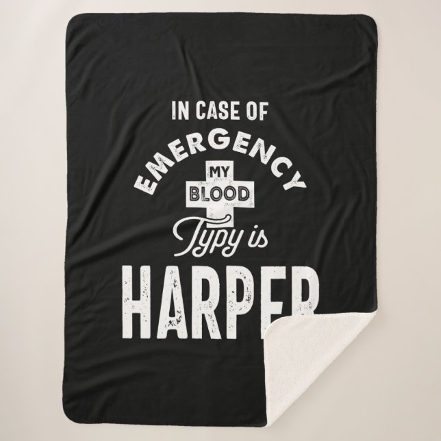 Couverture Sherpa Harper Nom personnalisé Cadeau Anniversaire (Devant)