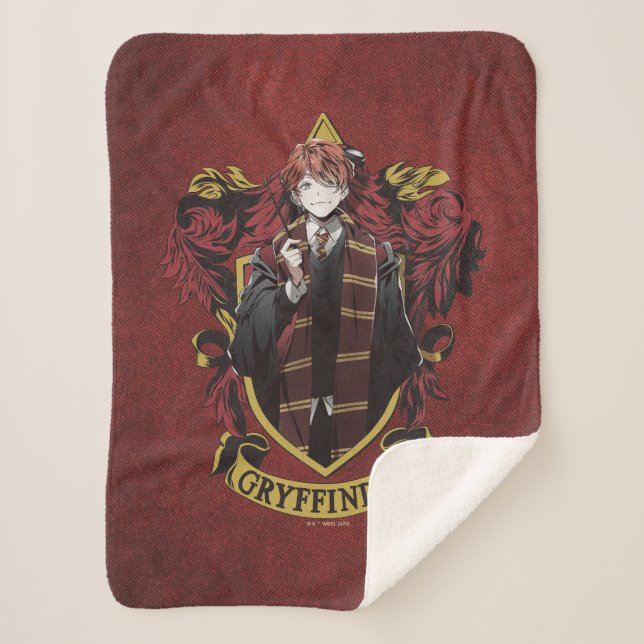 Couverture Sherpa HARRY POTTER™ | Anime Ron Weasley House Crest (Devant)