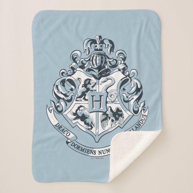 Couverture Sherpa Harry Potter | Blason de Poudlard - Bleu (Devant)