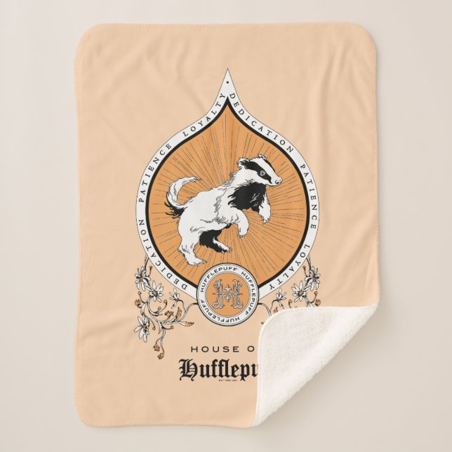 Couverture Sherpa HARRY POTTER™ | Délicat croquis HUFLEPUFF™ Crest (Devant)