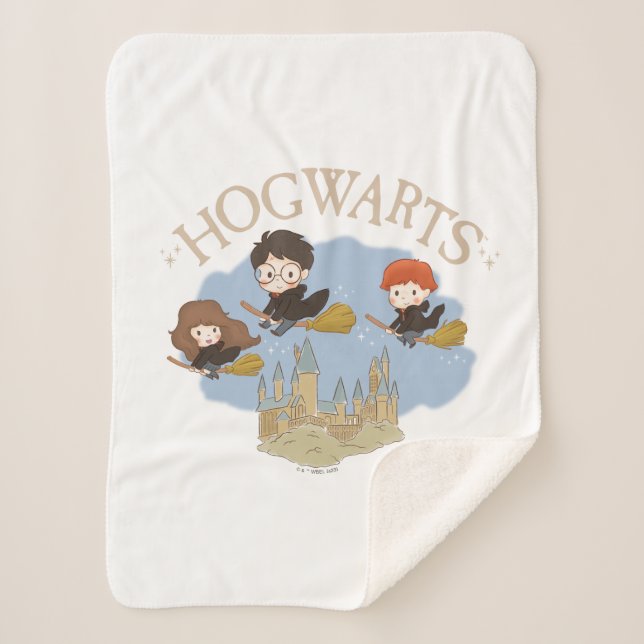 Couverture Sherpa HARRY POTTER™, Hermione & Ron Fly Over HOGWARTS™ (Devant)