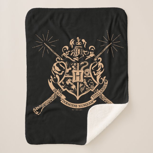 Couverture Sherpa Harry Potter | Hogwarts Crossed Wands Crest (Devant)