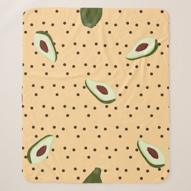 Couverture Sherpa Healthy foods. Seamless avocado pattern,  avocado  (Devant)