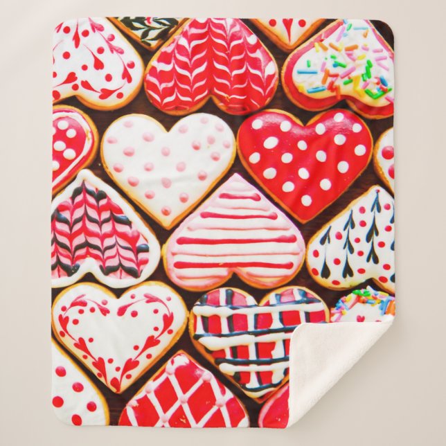 Couverture Sherpa Heart shaped cookies icing for Valentine's day del (Devant)
