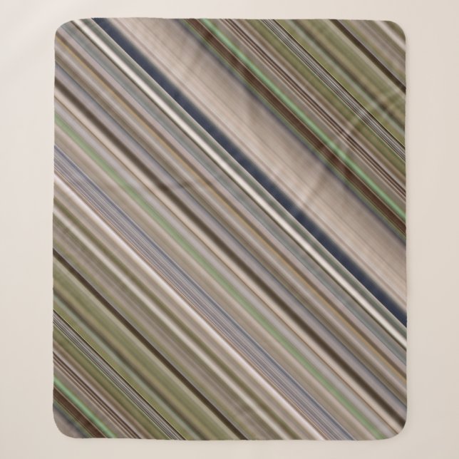 Couverture Sherpa Herbes de l'automne marron et vert rayure (Devant)