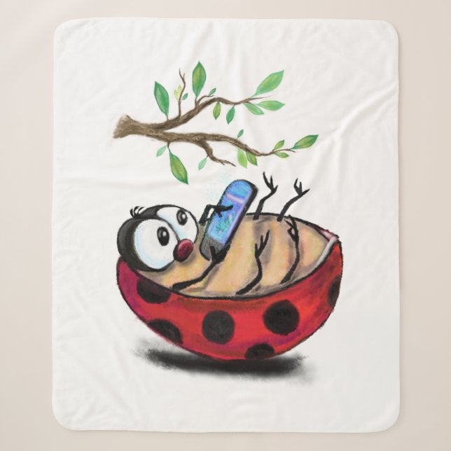 Couverture Sherpa Heureux Ladybug avec le téléphone Sherpa Blanket (Devant)