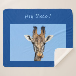 Couverture Sherpa Hey là drôle Giraffe photo avec texte