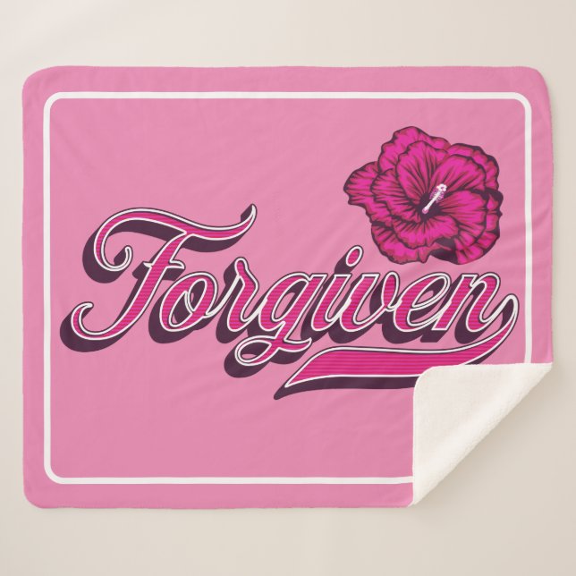 Couverture Sherpa Hibiscus blanc (Devant (Horizontal))