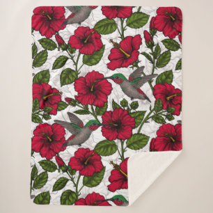 Couverture Sherpa Hibiscus et colibris