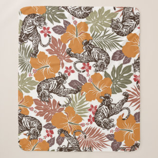 Couverture Sherpa Hibiscus Tiger, Motif exotique.