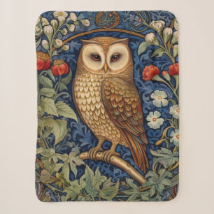 Couverture Sherpa Hibou dans le jardin style William Morris