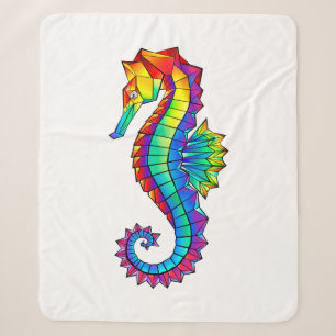 Couverture Sherpa Hippocampe polygonal arc-en-ciel