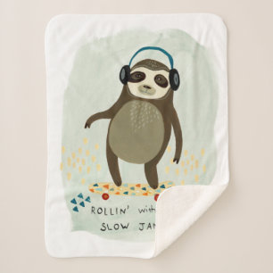 Couverture Sherpa Hipster Sloth   Rollin' Avec Mes Jams Lents