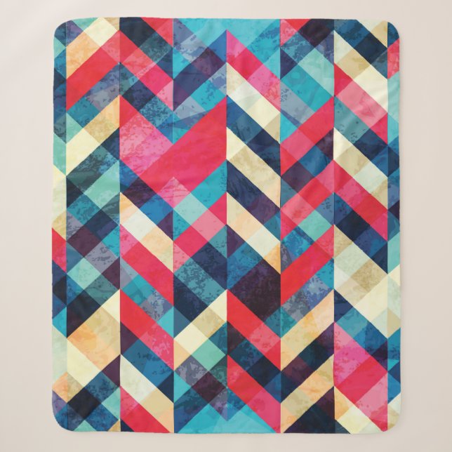 Couverture Sherpa hipster zigzag sans soudure motif avec effet grung (Devant)