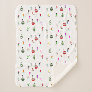 Couverture Sherpa Hiver Skieurs de descente Motif de ski