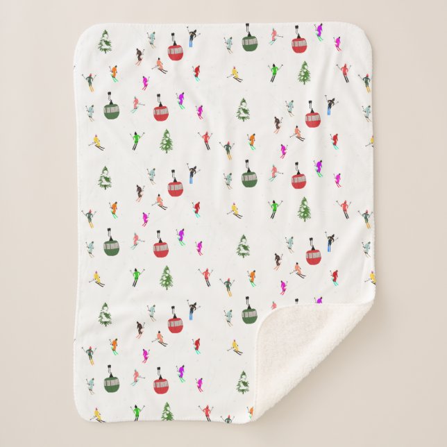 Couverture Sherpa Hiver Skieurs de descente Motif de ski (Devant)