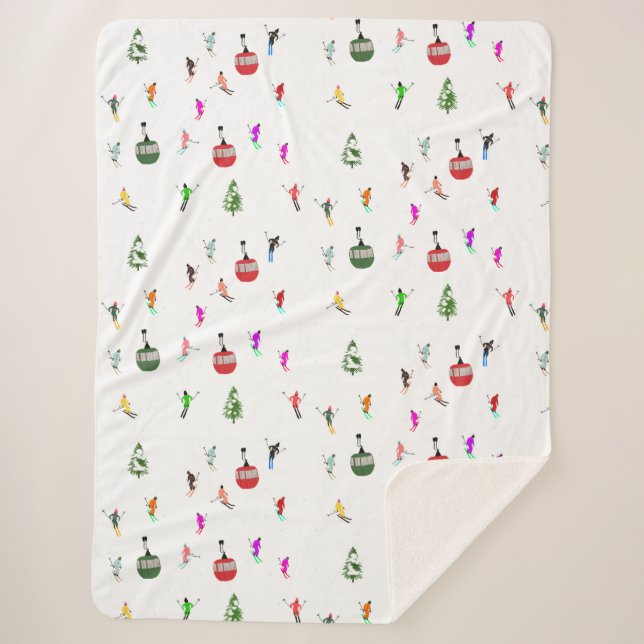 Couverture Sherpa Hiver Skieurs de descente Motif de ski (Devant)