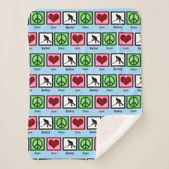 Couverture Sherpa Hockey sur gazon Peace Love (Devant)