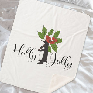 Couverture Sherpa Holly Jolly Cute Funny Penguin Noël