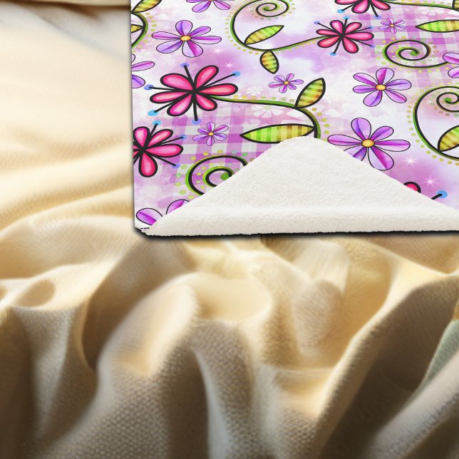 Couverture Sherpa Holographique Arc-en-ciel - Collage floral (Créateur téléchargé)