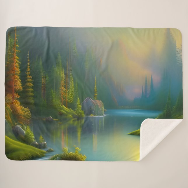 Couverture Sherpa Home Sweet Home dans les bois (Devant (Horizontal))