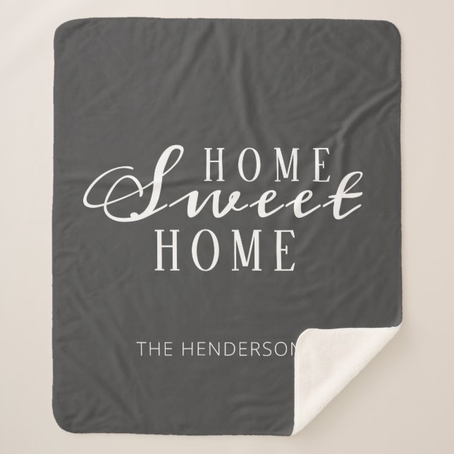 Couverture Sherpa "Home Sweet Home" Nom de famille Customisé (Devant)