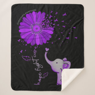 Couverture Sherpa Hope Fight Cute Elephant Alzheimer's Purple Ribbon