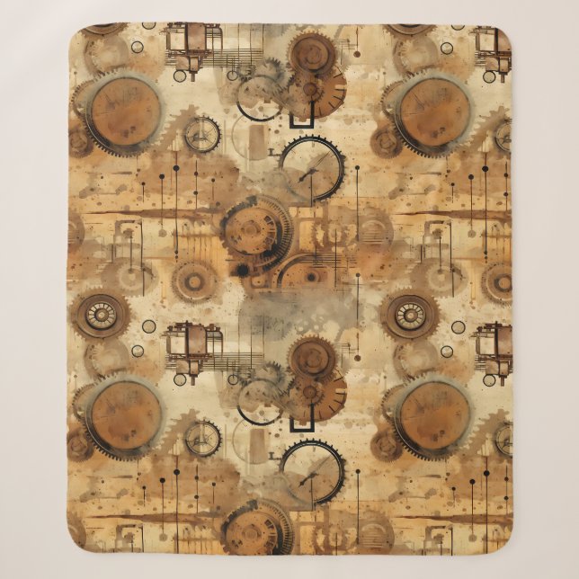 Couverture Sherpa Horloge Grunge Rustique Steampunk (Devant)