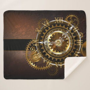 Couverture Sherpa Horloge Steampunk avec des engrenages anciens