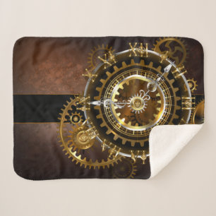 Couverture Sherpa Horloge Steampunk avec des engrenages anciens