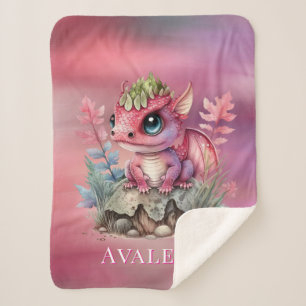 Couverture Sherpa Hot rose Dragon Girl Baby shower cadeau personnali