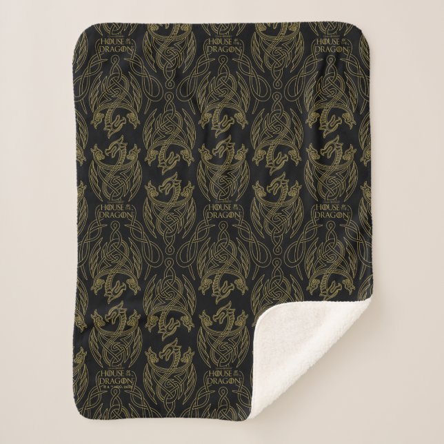 Couverture Sherpa HOUSE of the Dragon | Gold Filigree Dragon Pattern (Devant)
