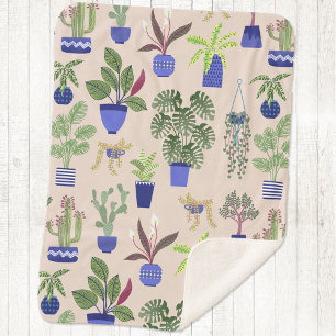 Couverture Sherpa Houseplants Cactus Motif Succulent