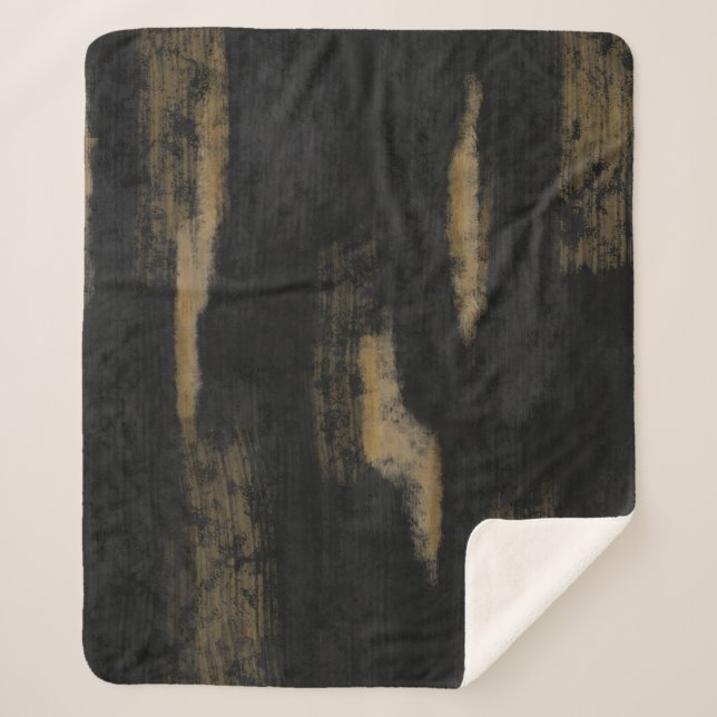 Couverture Sherpa Huiles douces Abstraites Charbon et or (Devant)
